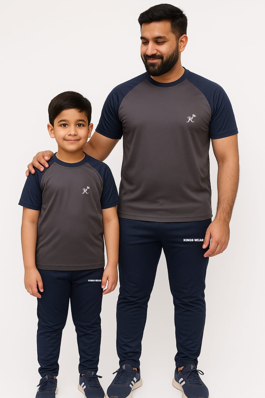 Adi Grey Zink Summer Tracksuit For Dad & Son
