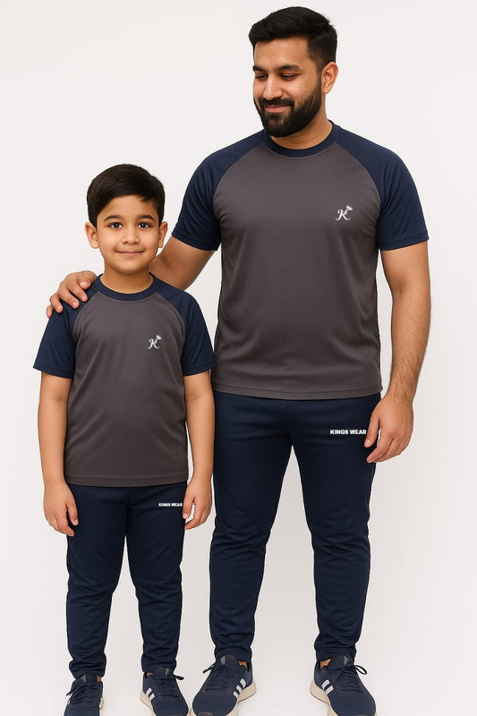 Adi Grey Zink Summer Tracksuit For Dad & Son