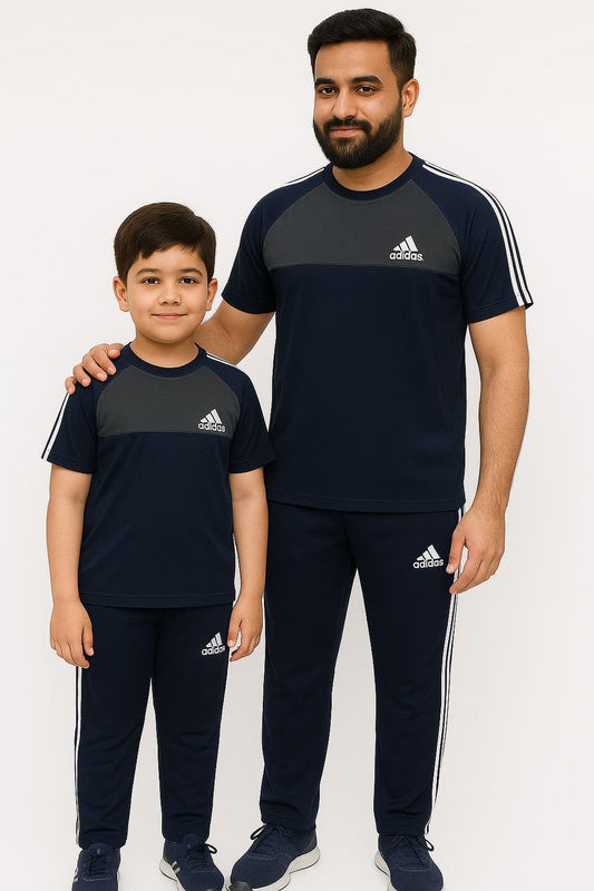 Adi Zink Grey Summer Tracksuit For Dad & Son